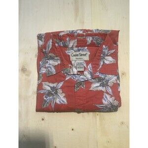 Cooke Street Honolulu Men's Hawaiian Aloha Shirt Red Floral 100% Cotton Size L